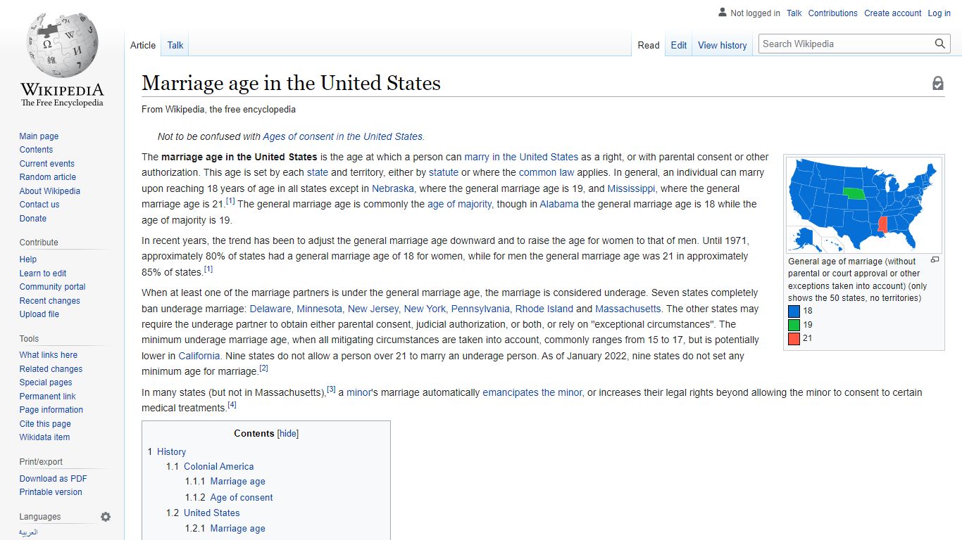 Marriage age in the United States - Wikipedia