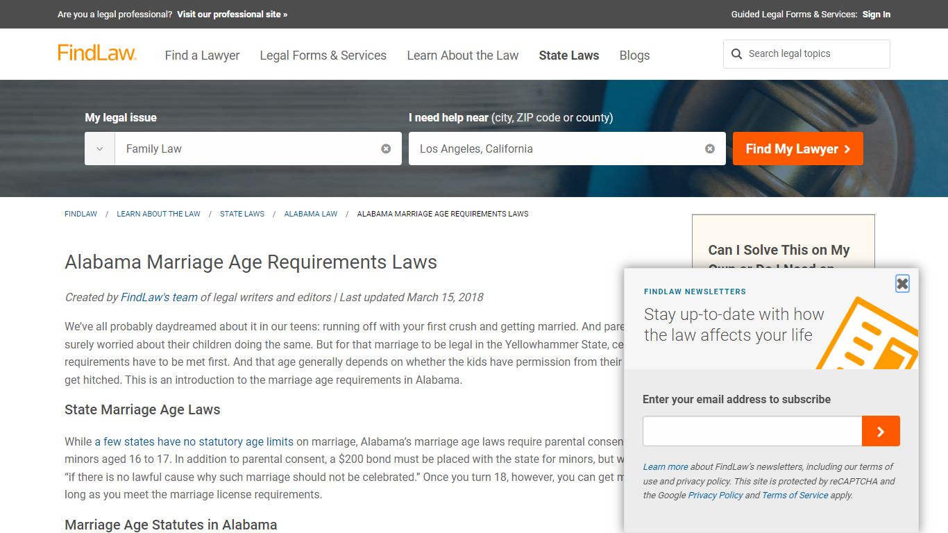 Alabama Marriage Age Requirements Laws - FindLaw